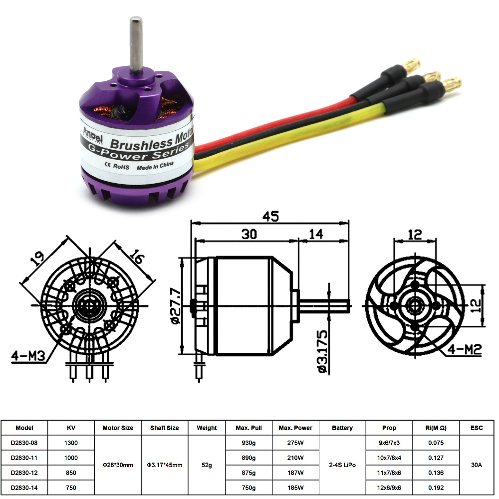 D2830 1300KV 1000KV 850KV  750 - đánh giá và giá Brushed Drone Motor