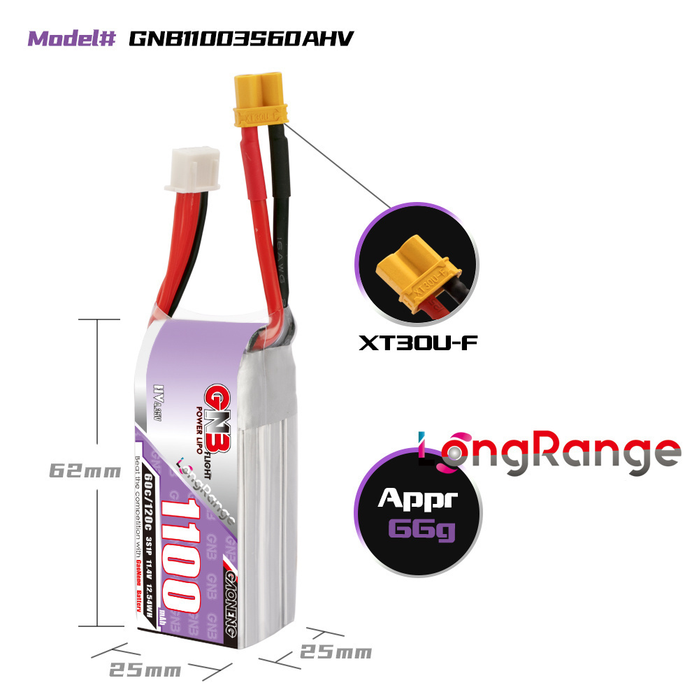 GNB 1100mAh 2S 3S 4S 6S 60C/12 - đánh giá và giá Lipo Battery 4S