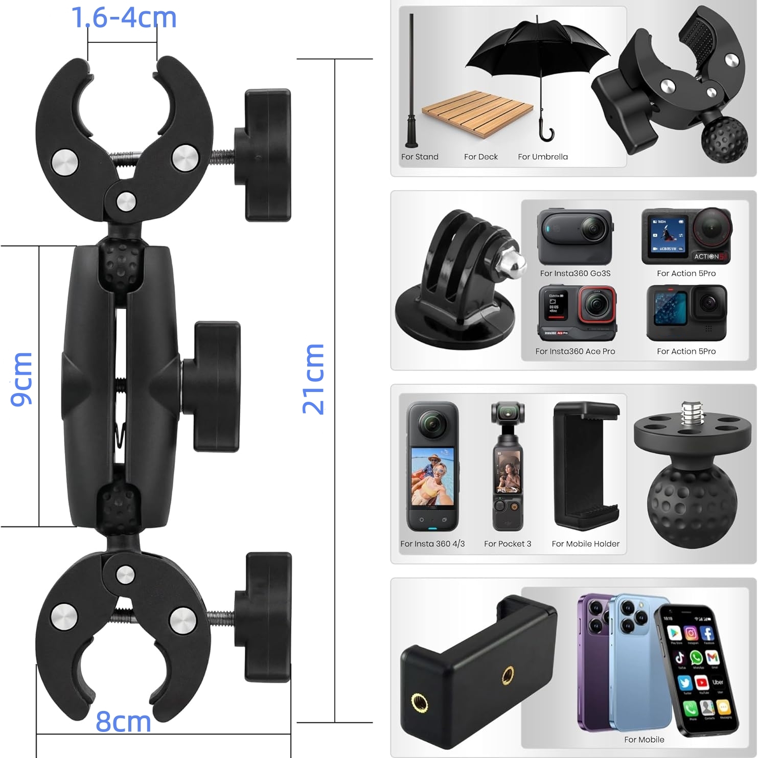 Double Clip Crab Super Clamp C - đánh giá và giá Runcam Camera